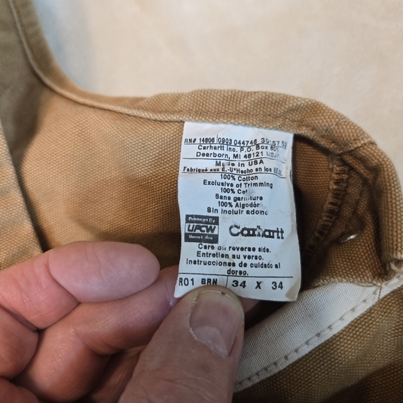 Vintage Carhartt Tan Double Knee Bib Work Overalls - Picture 3 of 10